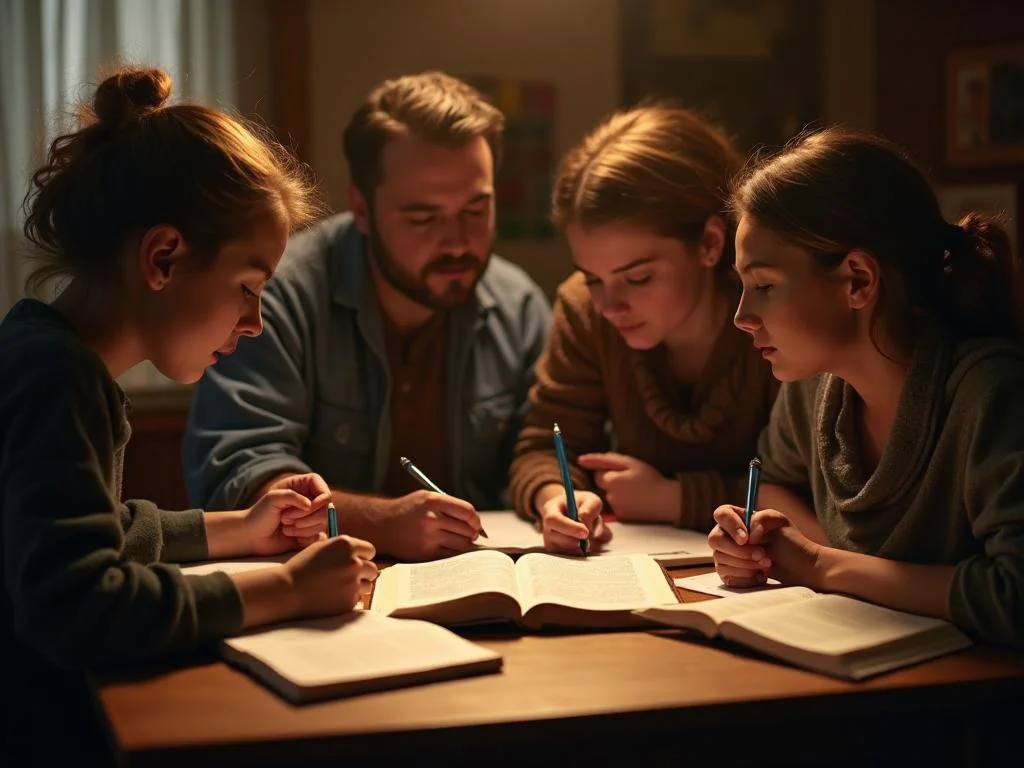 Friends studying Scripture together at a Grounded Believers gathering